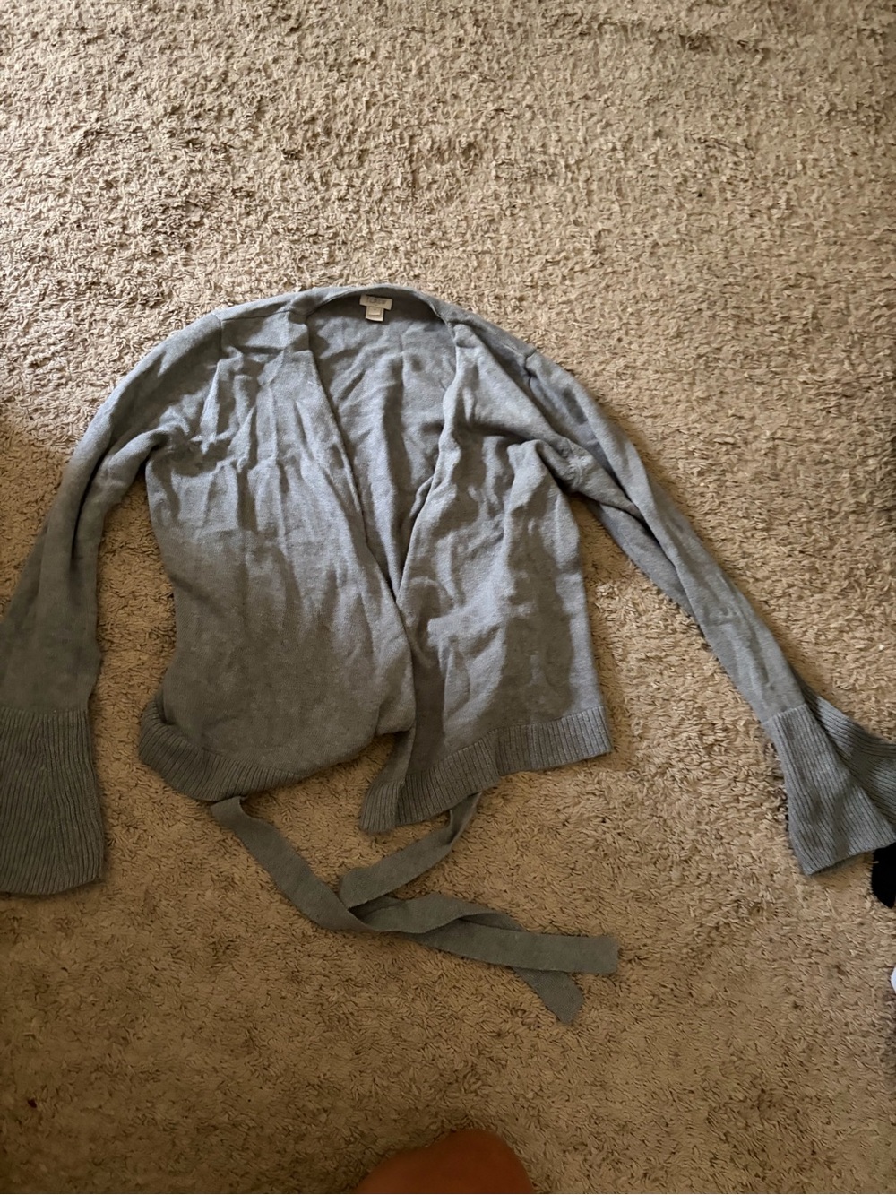 J. Crew Light Gray Tie-Waist Knit Cardigan